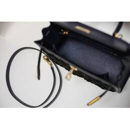Replica Hermes Navy Blue Gold Print Kelly 25 Bag