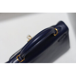 Replica Hermes Navy Blue Gold Print Kelly 25 Bag