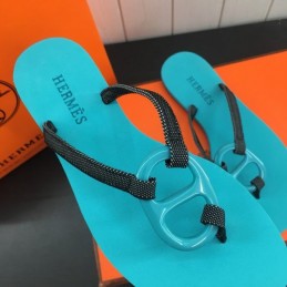 Replica Hermes Turquoise H Flip Flop Sandal