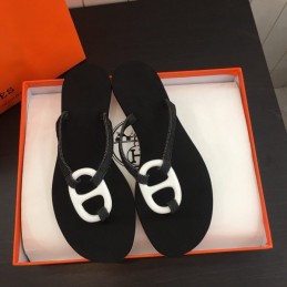 Replica Hermes Black White H Flip Flop Sandal