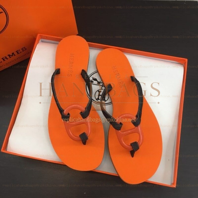Replica Hermes Orange H Flip Flop Sandal