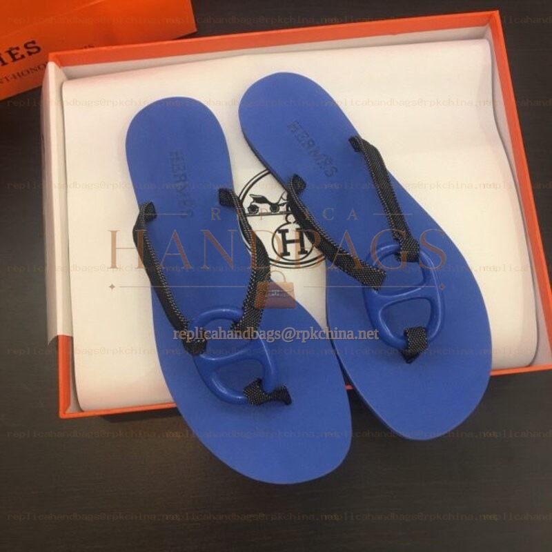 Replica Hermes Blue H Flip Flop Sandal