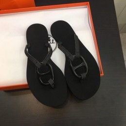 Replica Hermes Black H Flip Flop Sandal