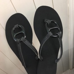 Replica Hermes Black H Flip Flop Sandal