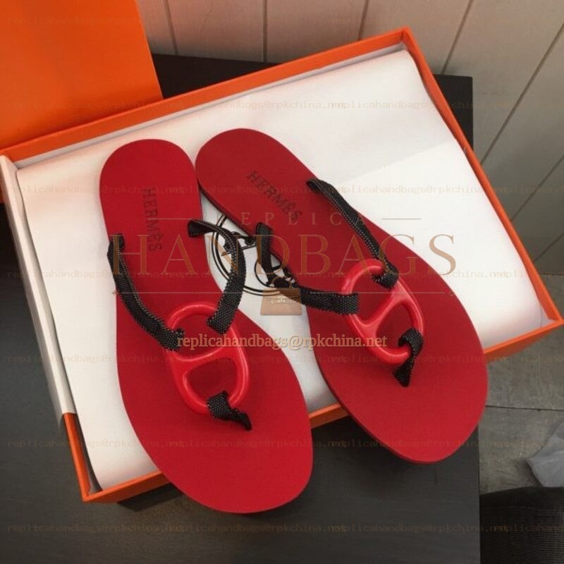 Replica Hermes Red H Flip Flop Sandal