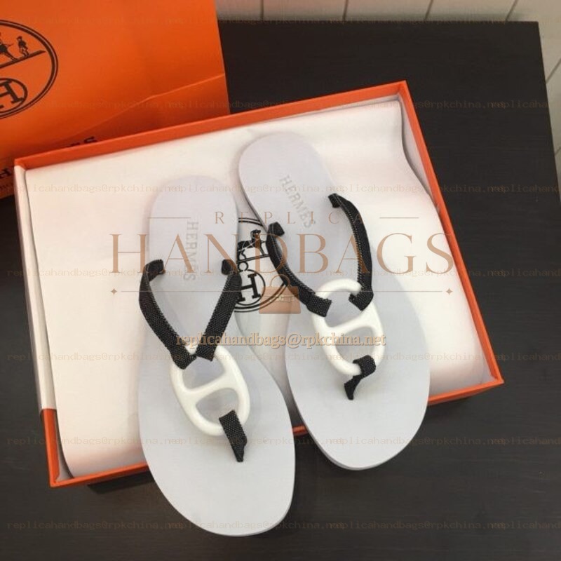 Replica Hermes White H Flip Flop Sandal