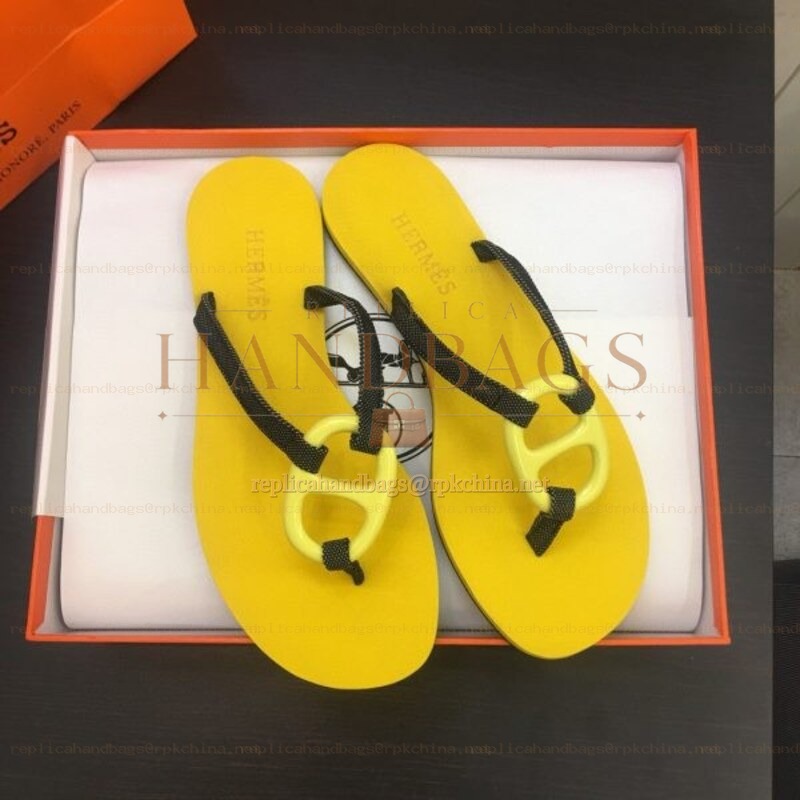 Replica Hermes Yellow H Flip Flop Sandal