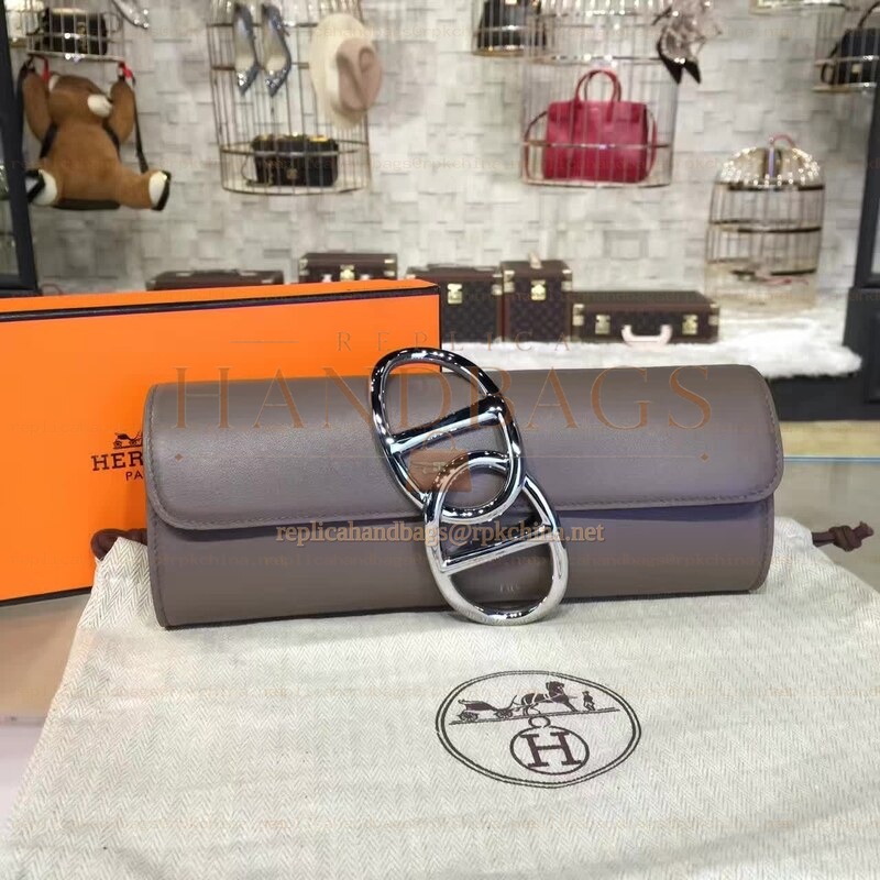 Replica Hermes Taupe Clutch Egee Bag