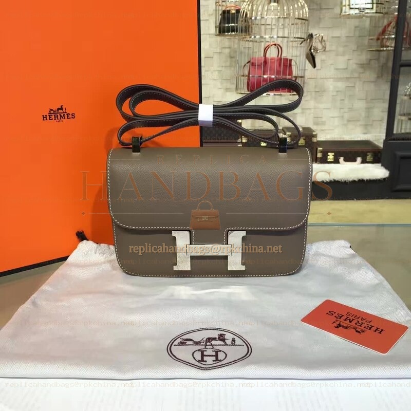 Replica Hermes Taupe Constance 24 Palladium Hardware Bag