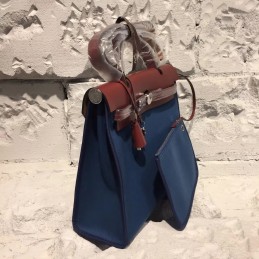 Replica Hermes Navy Blue Burgundy Herbag Zip 31 Bag