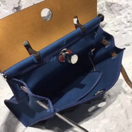 Replica Hermes Navy Blue Burgundy Herbag Zip 31 Bag