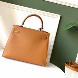 Replica Hermes Tan Coral Colorblock Kelly 28 Bag