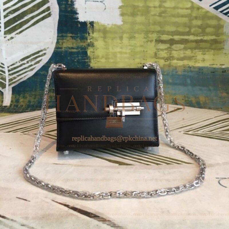 Replica Hermes Black Verrou Chaine Mini 17 Bag