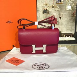 Replica Hermes Burgundy Constance 24 Palladium Hardware Bag