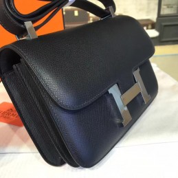 Replica Hermes Black Constance 24 Palladium Hardware Bag