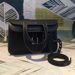 Replica Hermes Black Halzan 31 Bag