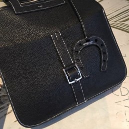 Replica Hermes Black Halzan 31 Bag