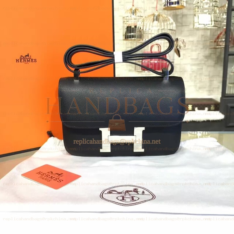 Replica Hermes Black Constance 24 Palladium Hardware Bag