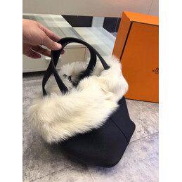 Replica Hermes Black Picotin Lock 13 Fur Trim Bag