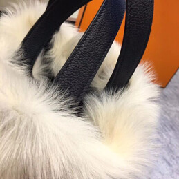Replica Hermes Black Picotin Lock 13 Fur Trim Bag