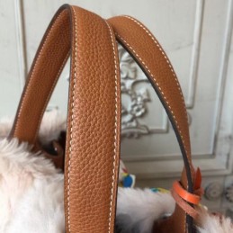Replica Hermes Tan Picotin Lock 13 Fur Trim Twilly Bag