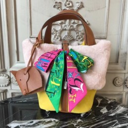 Replica Hermes Pink Picotin Lock 13 Fur Trim Twilly Bag