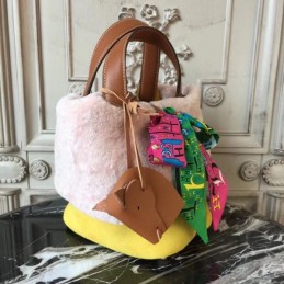 Replica Hermes Pink Picotin Lock 13 Fur Trim Twilly Bag