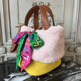 Replica Hermes Pink Picotin Lock 13 Fur Trim Twilly Bag