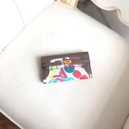 Replica Hermes Gray Kelly Wallet with Scarf Print Interior