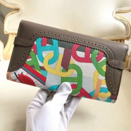Replica Hermes Gray Kelly Wallet with Scarf Print Interior