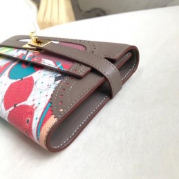 Replica Hermes Gray Kelly Wallet with Scarf Print Interior