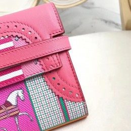 Replica Hermes Pink Kelly Wallet with Scarf Print Interior