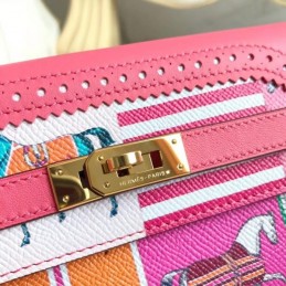 Replica Hermes Pink Kelly Wallet with Scarf Print Interior