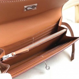 Replica Hermes Brown Kelly Wallet with Scarf Print Interior