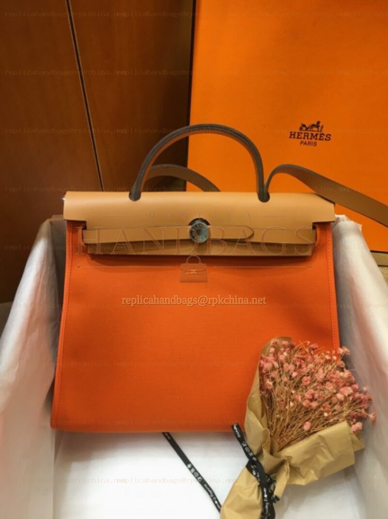Replica Hermes Orange Tan Herbag Zip 31 Bag