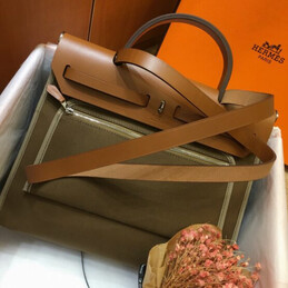 Replica Hermes Olive Green Tan Herbag Zip 31 Palladium Hardware Bag