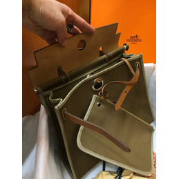 Replica Hermes Olive Green Tan Herbag Zip 31 Palladium Hardware Bag