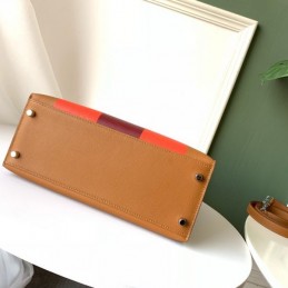 Replica Hermes Tan Coral Colorblock Kelly 28 Bag