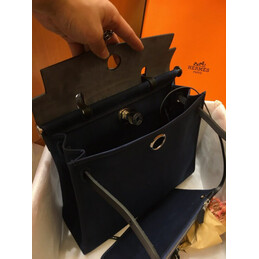 Replica Hermes Navy Blue Black Herbag Zip 31 Bag
