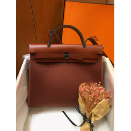 Replica Hermes Burgundy Brown Herbag Zip 31 Bag
