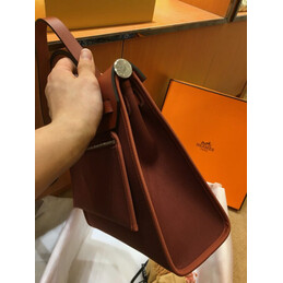 Replica Hermes Burgundy Brown Herbag Zip 31 Bag