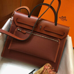 Replica Hermes Burgundy Brown Herbag Zip 31 Bag