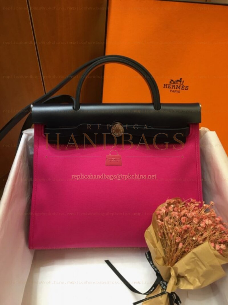 Replica Hermes Fuchsia Black Herbag Zip 31 Bag
