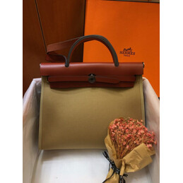 Replica Hermes Olive Green Burgundy Herbag Zip 31 Gold Hardware Bag