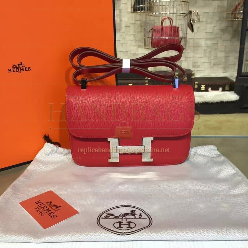 Replica Hermes Red Constance 24 Palladium Hardware Bag