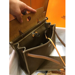 Replica Hermes Dark Olive Green Tan Herbag Zip 31 Bag