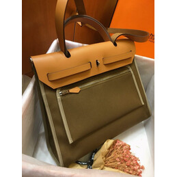 Replica Hermes Dark Olive Green Tan Herbag Zip 31 Bag