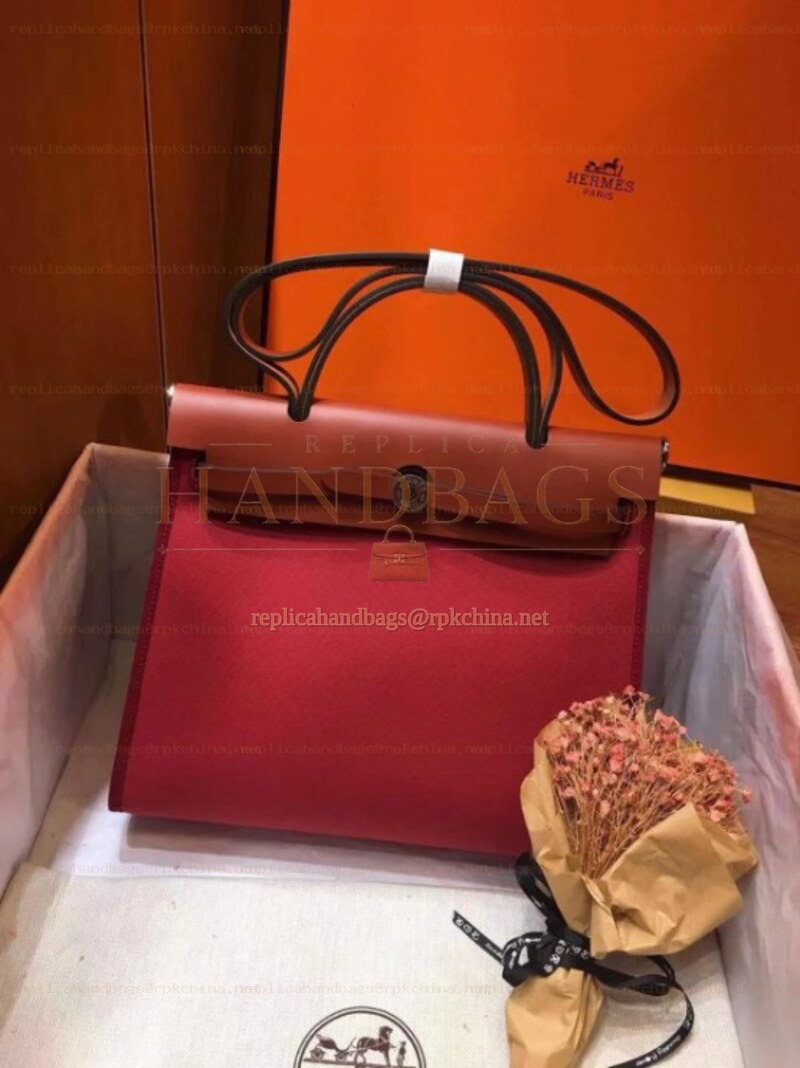 Replica Hermes Red Burgundy Herbag Zip 31 Bag