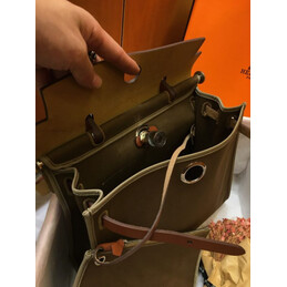 Replica Hermes Dark Olive Green Burgundy Herbag Zip 31 Bag