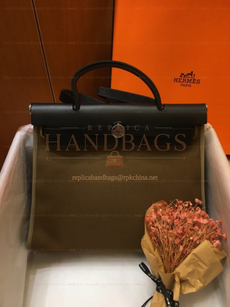 Replica Hermes Olive Green Black Herbag Zip 31 Bag